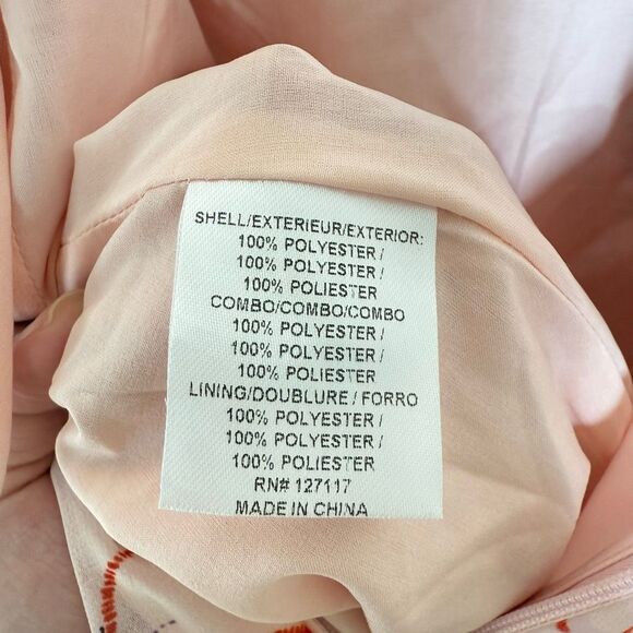 Badgley Mischka Pink Short Sleeve Tiered Floral Mini Runway Dress Size 10 Ruffle - Picture 12 of 13